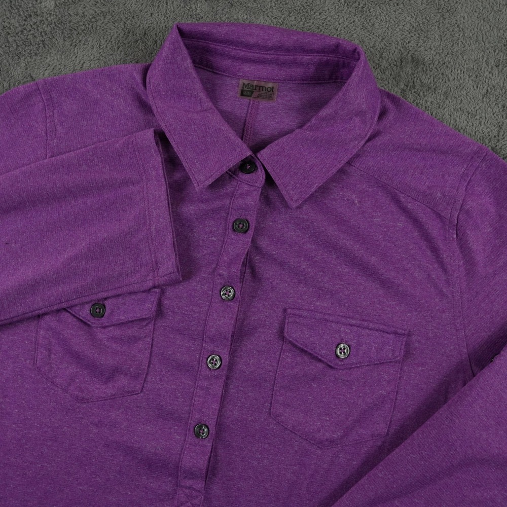 Marmot Henley Top Womens Size M Purple Long Sleeve Roll Tab Outdoor Lightweight